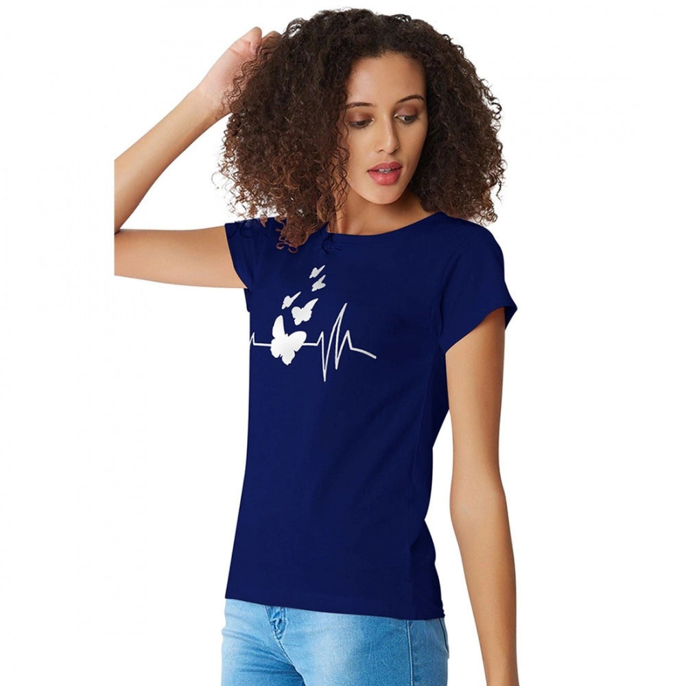 Women's Cotton Western Wear T Shirt (Blue)