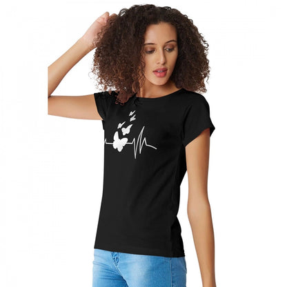 Women's Cotton Western Wear T Shirt (Black)