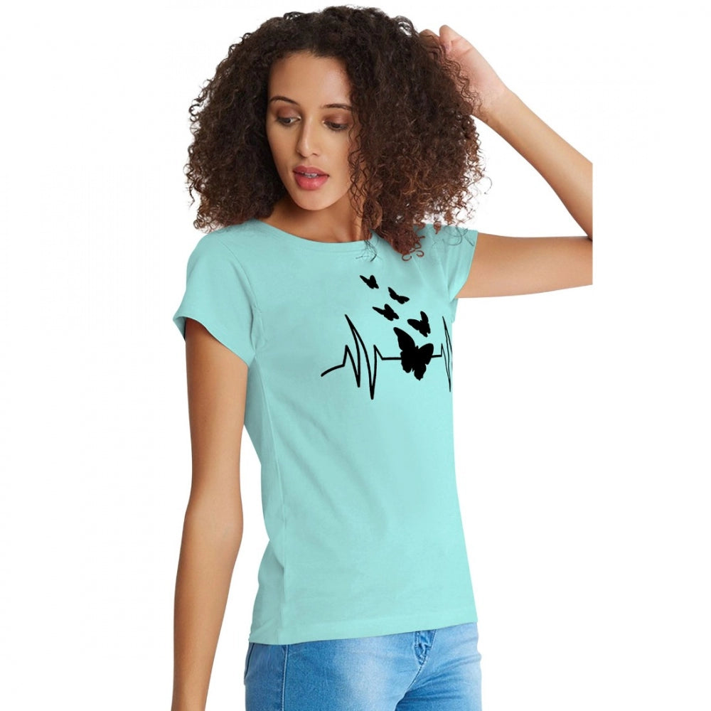 Women's Cotton Western Wear T Shirt (C Green)