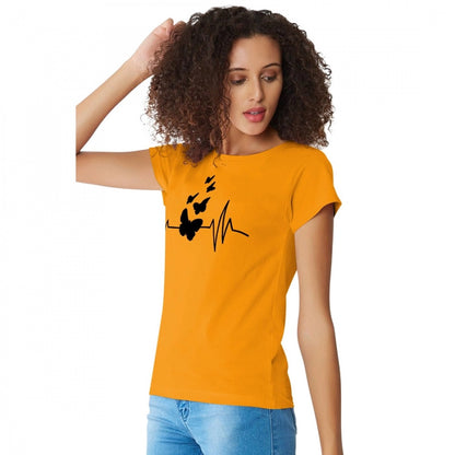 Women's Cotton Western Wear T Shirt (Yellow)