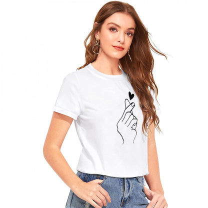 Women's Cotton Western Wear T Shirt (White)