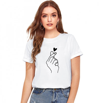 Women's Cotton Western Wear T Shirt (White)