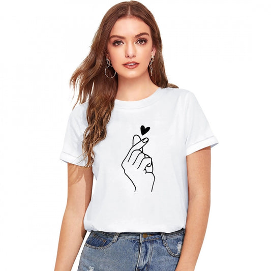 Women's Cotton Western Wear T Shirt (White)