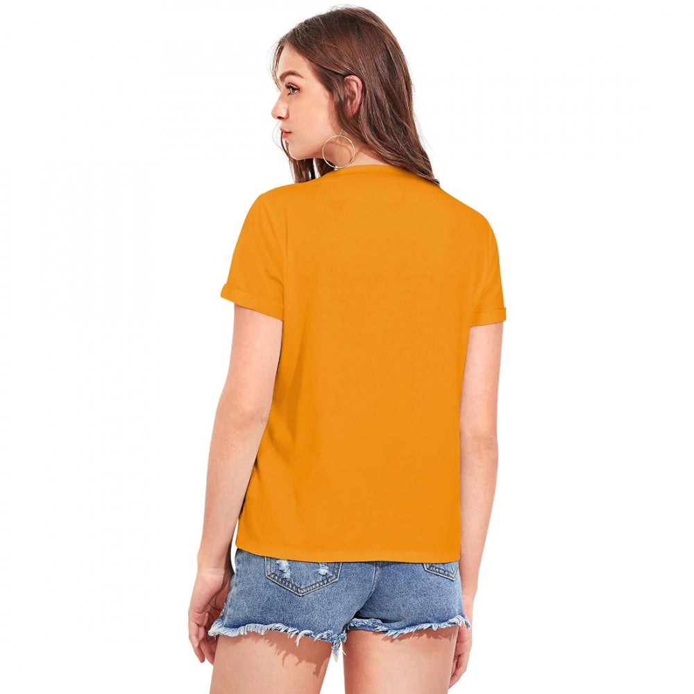 Women's Cotton Western Wear T Shirt (Yellow)