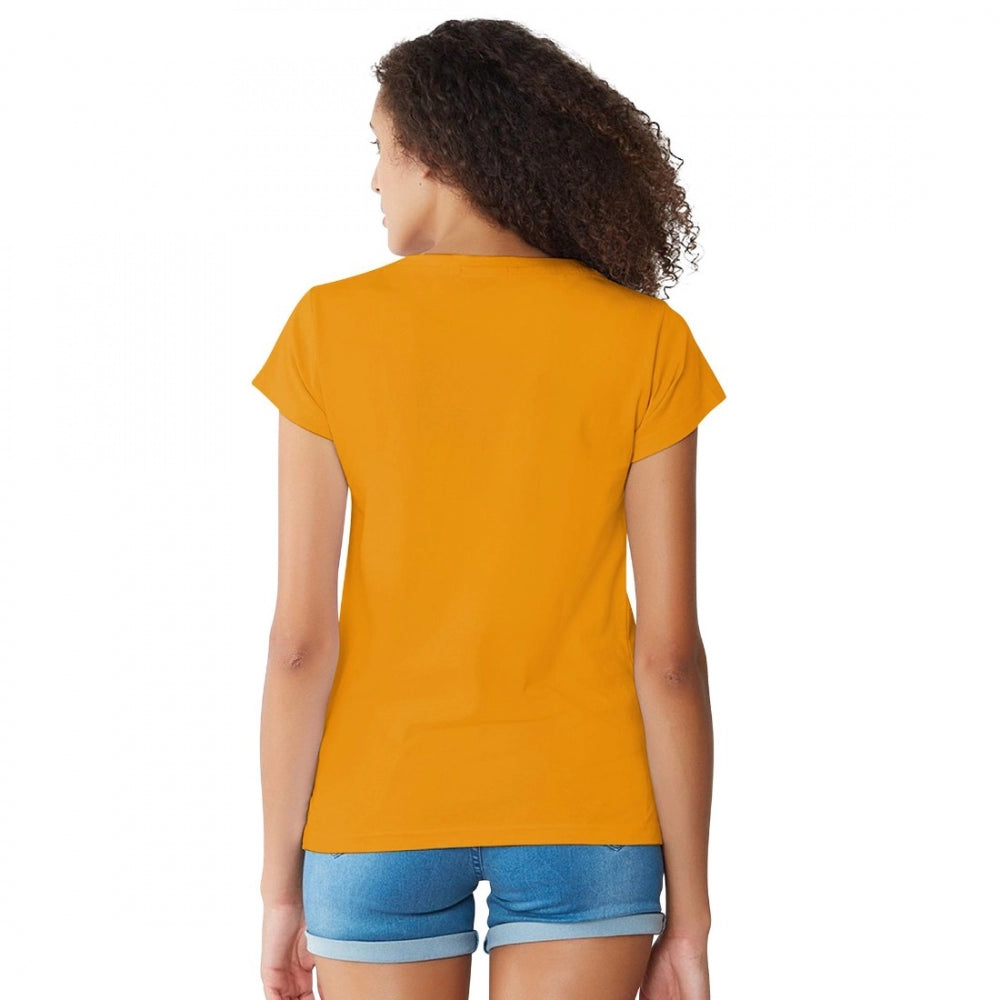 Women's Cotton Western Wear T Shirt (Yellow)