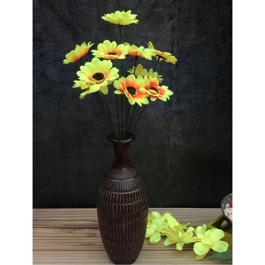 Artificial Flowers Bunch Bouquet Of 12 Sunflowers For Home Decoration (Color: Yellow, Material: Silk Polyester)