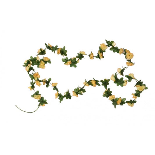 Artificial Flower Creeper Hanging Rose Garland For Home Decoration (Color: Cream, Material: Silk Polyester)