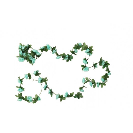 Artificial Flower Creeper Hanging Rose Garland For Home Decoration (Color: Blue, Material: Silk Polyester)