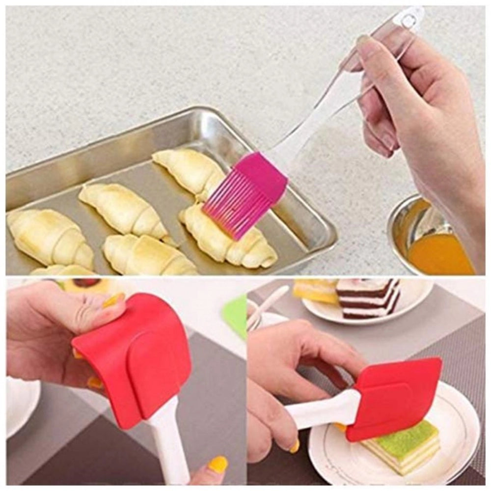 Pack Of_5 Silicone Spatula And Pastry Brush (Color: Assorted)