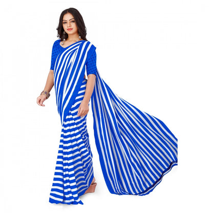 Women's Faux Georgette Saree With Blouse (Blue, 5-6Mtrs)