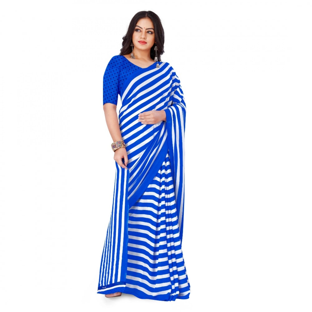 Women's Faux Georgette Saree With Blouse (Blue, 5-6Mtrs)