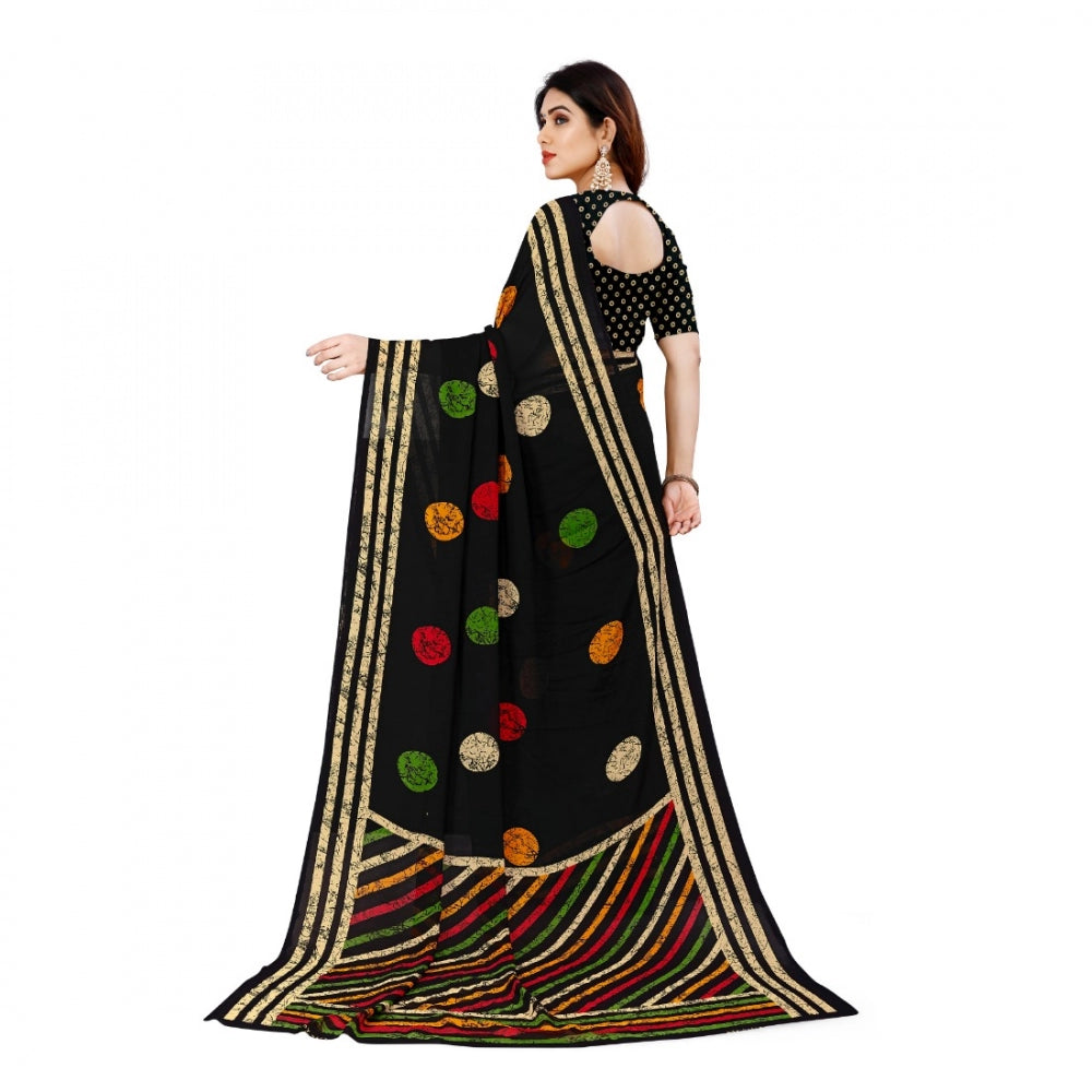 Women's Faux Georgette Saree With Blouse (Multicolor, 5-6Mtrs)