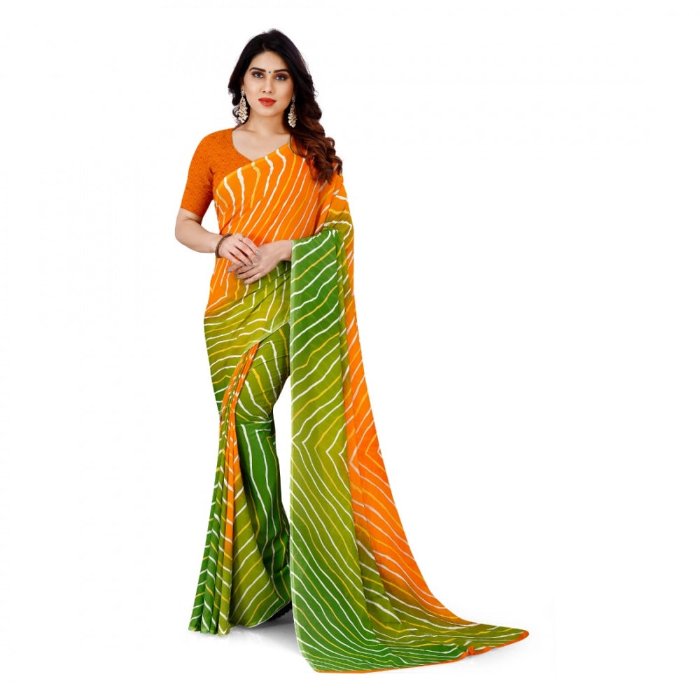 Women's Faux Georgette Saree With Blouse (Yellow, 5-6Mtrs)