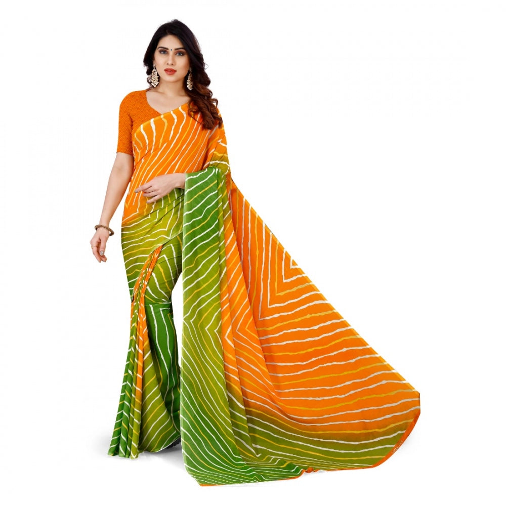 Women's Faux Georgette Saree With Blouse (Yellow, 5-6Mtrs)