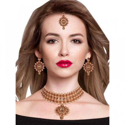 Generic Women's Chocker , Earring And Maang Tikka Set