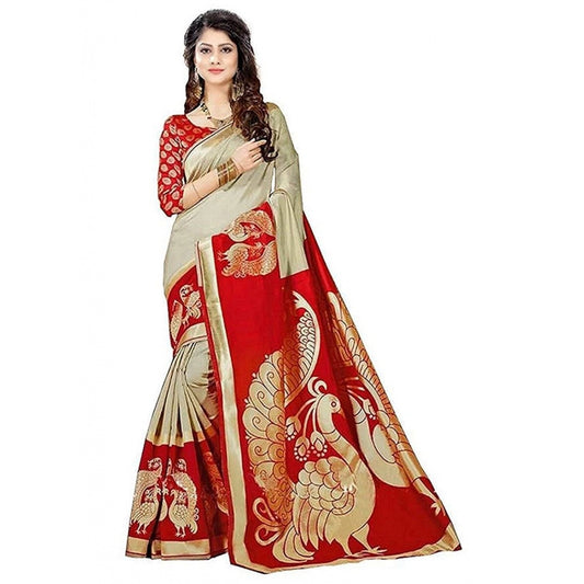 Women's Khadi Silk Saree With Blouse (Multicolor, 5-6mtrs)