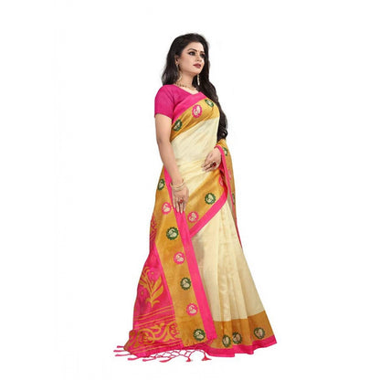 Women's Art Silk Saree With Blouse (Multicolor, 5-6mtrs)