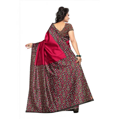 Women's Art Silk Saree With Blouse (Red, 5-6mtrs)