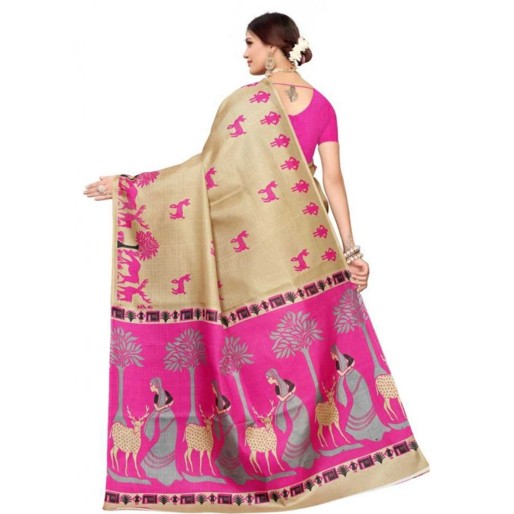 Women's Khadi Silk Saree With Blouse (Multicolor, 5-6mtrs)