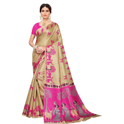 Women's Khadi Silk Saree With Blouse (Multicolor, 5-6mtrs)