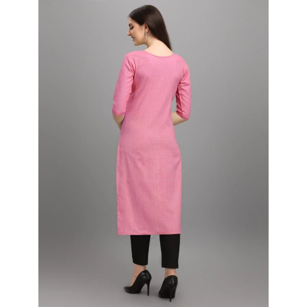 Generic Women's Cotton Straight Kurti (Pink)