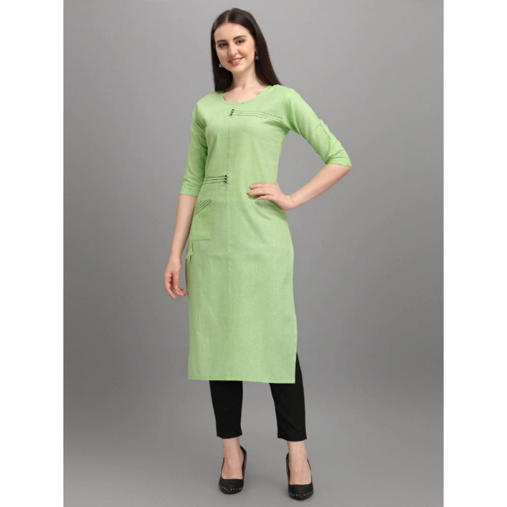 Generic Women's Cotton Straight Kurti (Pista)