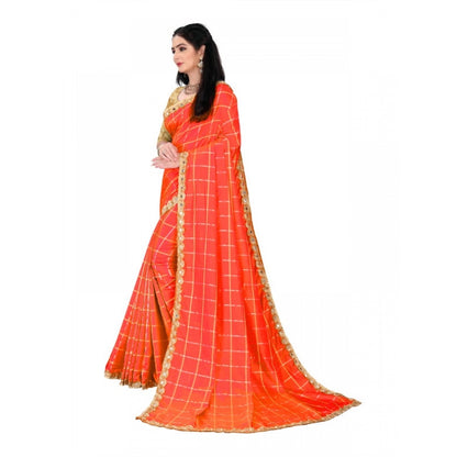 Women's Sana Silk Saree With Blouse (Orange, 5-6mtrs)