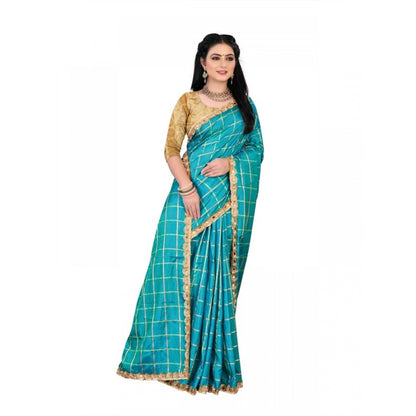 Women's Sana Silk Saree With Blouse (Sky Blue, 5-6mtrs)