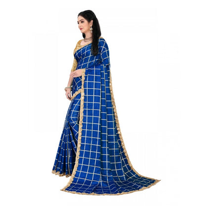 Women's Sana Silk Saree With Blouse (Royal Blue, 5-6mtrs)