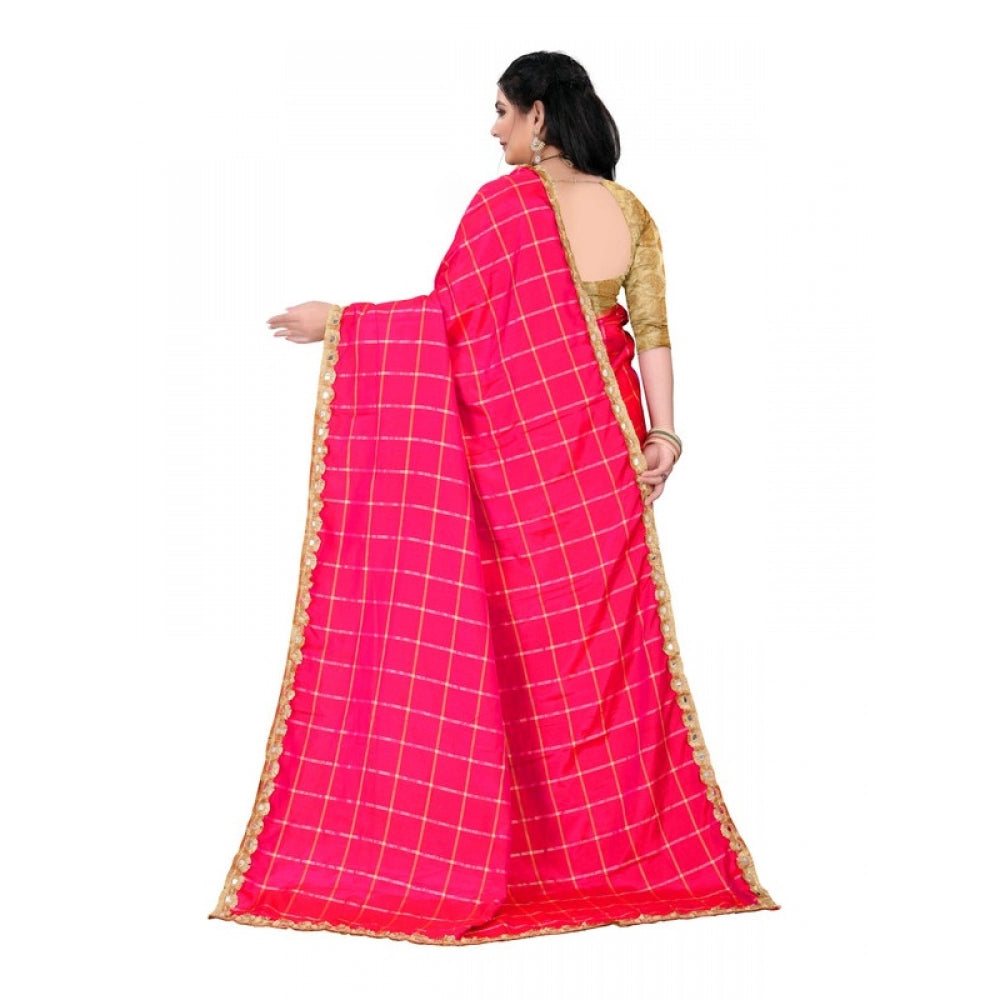 Women's Sana Silk Saree With Blouse (Pink, 5-6mtrs)