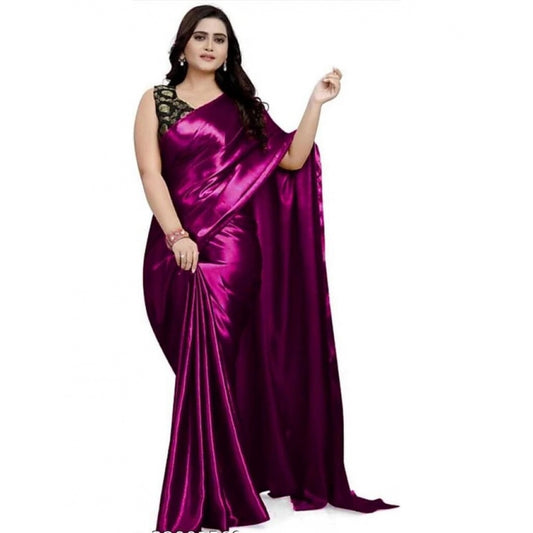 Women's Satin Saree With Blouse (Jambun, 5-6mtrs)