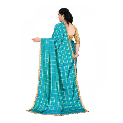 Women's Sana Silk Saree With Blouse (Sky Blue, 5-6mtrs)