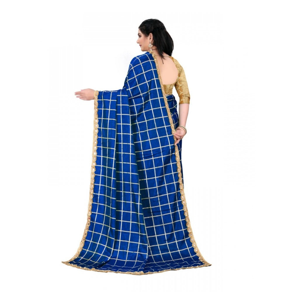 Women's Sana Silk Saree With Blouse (Royal Blue, 5-6mtrs)