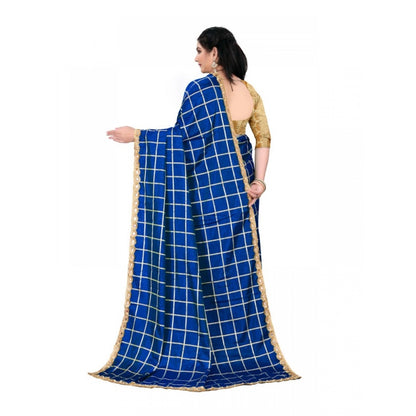 Women's Sana Silk Saree With Blouse (Royal Blue, 5-6mtrs)