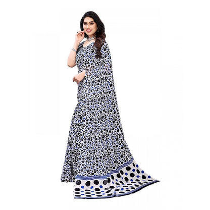 Women's Georgette Saree With Blouse (Blue, 5-6mtrs)