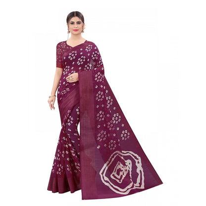 Women's Cotton Silk Saree With Blouse (Purple, 5-6mtrs)