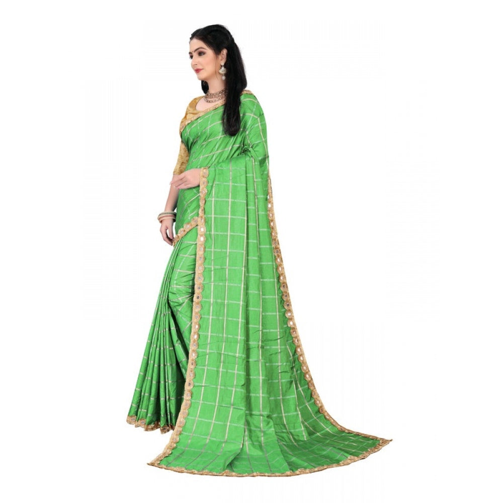 Women's Sana Silk Saree With Blouse (Green, 5-6mtrs)