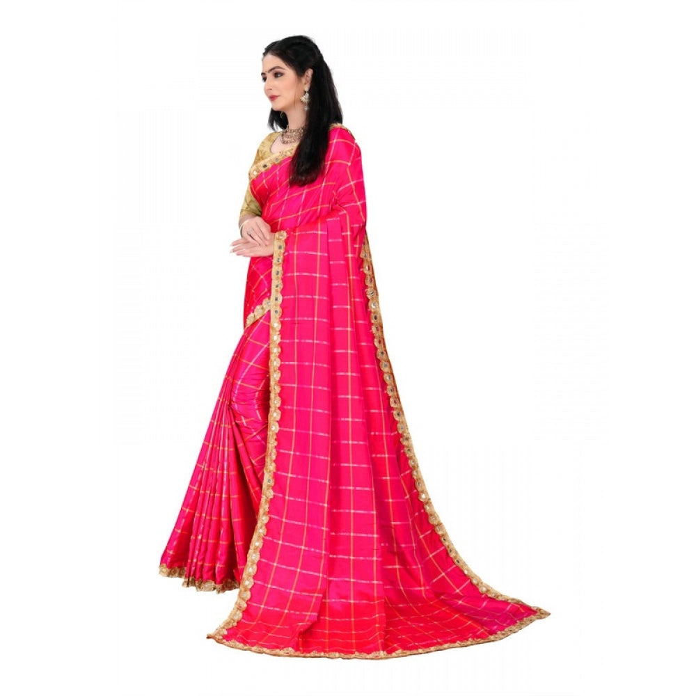 Women's Sana Silk Saree With Blouse (Pink, 5-6mtrs)