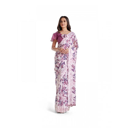 Women's Georgette Saree With Blouse (Pink, 5-6mtrs)