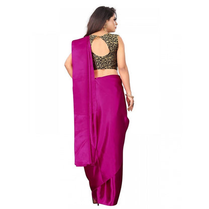 Women's Satin Saree With Blouse (Rani, 5-6mtrs)