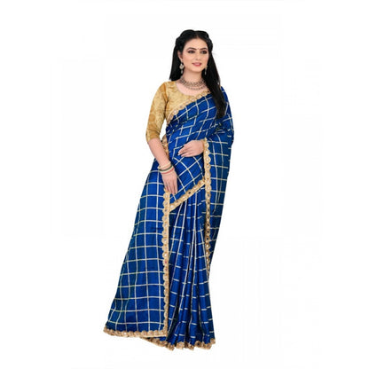 Women's Sana Silk Saree With Blouse (Royal Blue, 5-6mtrs)