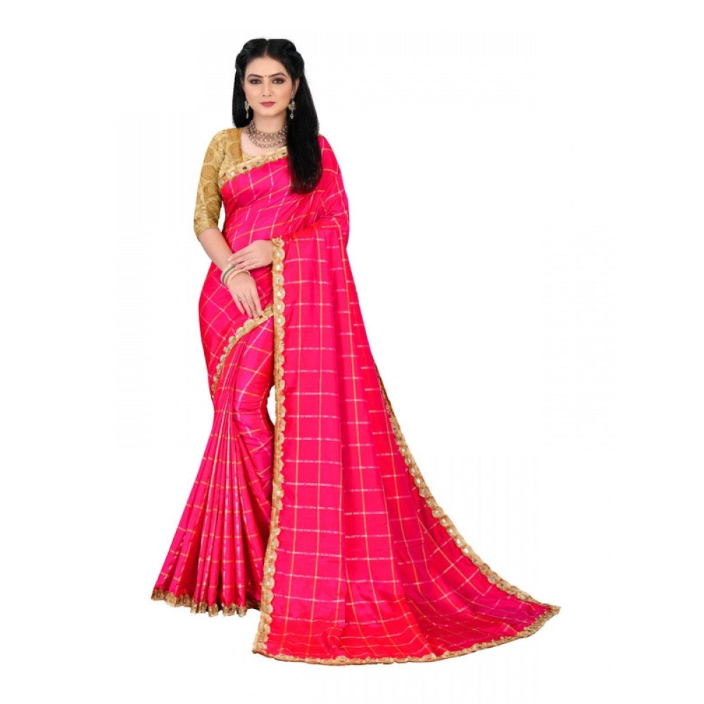 Women's Sana Silk Saree With Blouse (Pink, 5-6mtrs)