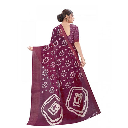 Women's Cotton Silk Saree With Blouse (Purple, 5-6mtrs)