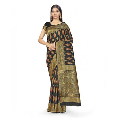 Women's Banarasi Silk Saree With Blouse (Black, 5-6Mtrs)