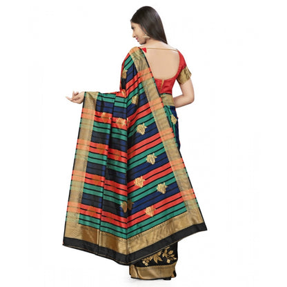 Women's Banarasi Silk Saree With Blouse (Black, 5-6Mtrs)