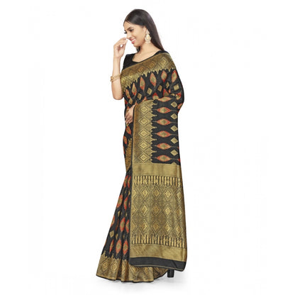 Women's Banarasi Silk Saree With Blouse (Black, 5-6Mtrs)