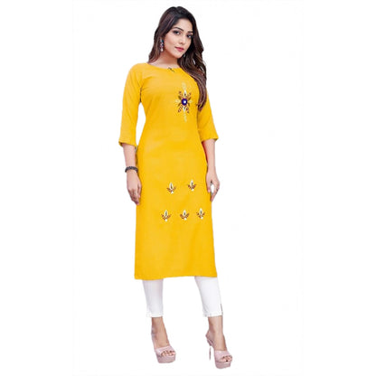 Generic Women's Cotton Slub Straight Kurti (Yellow)