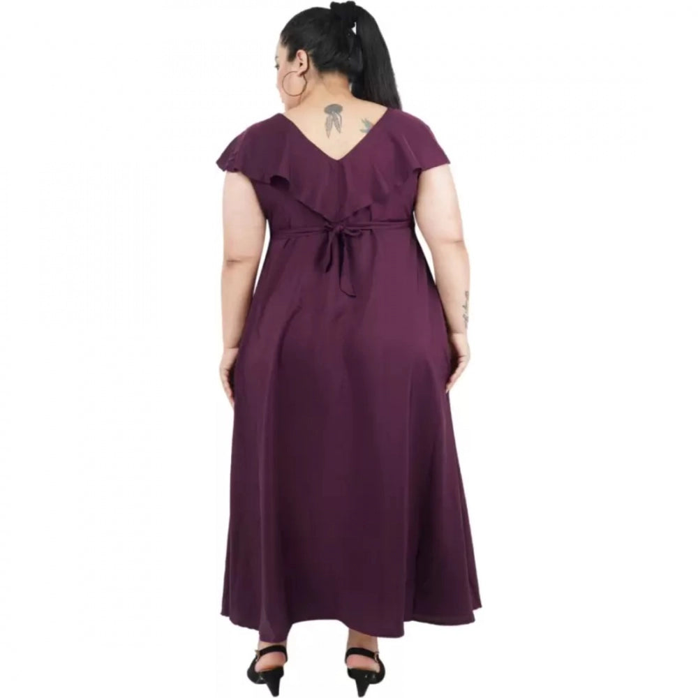 Women's Fit And Flare Purple Dress (Color:Purple, Material:Polyester)