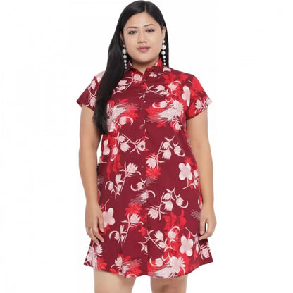 Women's Shirt Maroon Dress (Color:Maroon, Material:Polyester)