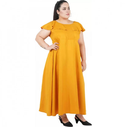 Women's Fit And Flare Yellow Dress (Color:Yellow, Material:Polyester)